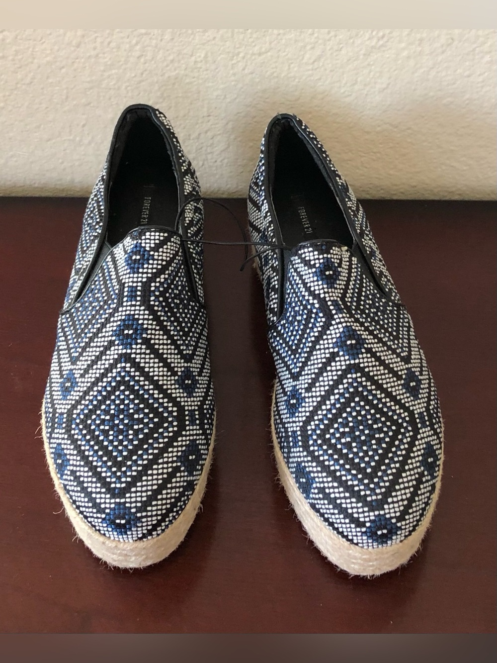 Navy & beige Espadrille Slip-Ons size  7.5 brand  new no tags